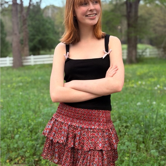 RESET by Jane Red, Floral, Mini Skirt - Picture 3 of 6